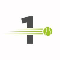 eerste brief 1 tennis logo. tennis sport- logotype symbool sjabloon vector