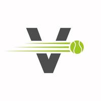 eerste brief v tennis logo. tennis sport- logotype symbool sjabloon vector