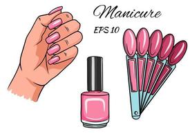 manicure. hand met gelakte nagels vector