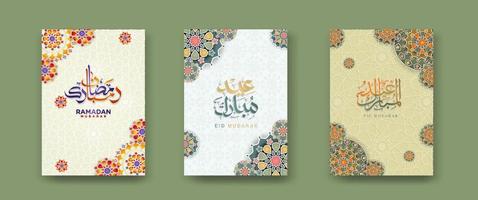 printset Islamitisch Hoes achtergrond sjabloon voor Ramadan evenement en eid al fitr evenement en andere gebruikers.vector illustratie. vector