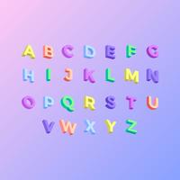 3D Kleurrijke School Themed Alphabet Vector
