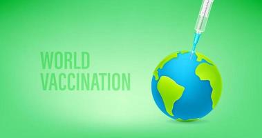 wereld vaccinatie concept. banner met spuit en globe. vaccin injectie vector