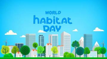 wereld habitat dag wenskaart. cartoon stijl 3d illustratie vector