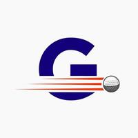 brief g golf logo ontwerp. eerste hockey sport academie teken, club symbool vector