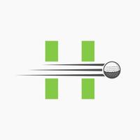 brief h golf logo ontwerp. eerste hockey sport academie teken, club symbool vector