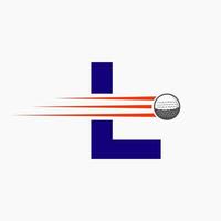 brief l golf logo ontwerp. eerste hockey sport academie teken, club symbool vector