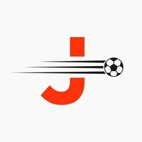 eerste brief j voetbal Amerikaans voetbal logo. voetbal club symbool vector