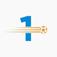 eerste brief 1 voetbal Amerikaans voetbal logo. voetbal club symbool vector