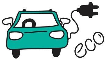 e auto doodle. groene energie vector