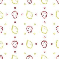 naadloos fruitpatroon. doodle achtergrond met fruit pictogrammen. fruit achtergrond vector