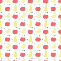 naadloos fruitpatroon. doodle achtergrond met fruit pictogrammen. fruit achtergrond vector