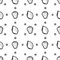 naadloos fruitpatroon. doodle achtergrond met fruit pictogrammen. fruit achtergrond vector