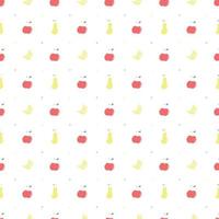 naadloos fruitpatroon. doodle achtergrond met fruit pictogrammen. fruit achtergrond vector