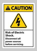 voorzichtigheid risico van elektrische schok symbool teken isoleren op witte achtergrond vector