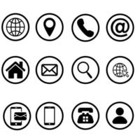 contact ons pictogrammen vector set. web teken illustratie verzameling. communicatie symbool of logo.