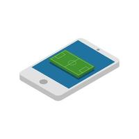 voetbalveld op isometrische smartphone vector