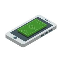 voetbalveld op isometrische smartphone vector