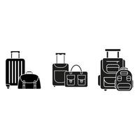 reizen icoon vector set. bagage illustratie teken verzameling. zak symbool. koffer logo. rugzak markering.