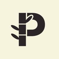 brief p bamboe logo ontwerp symbool vector