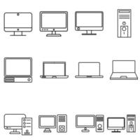 computer icoon vector set. pc illustratie teken collectie. apparaat symbool. laptop logo.