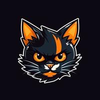 een logo van een van katten hoofd, ontworpen in esports illustratie stijl vector