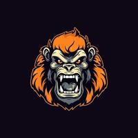 een logo van een boos aap hoofd, ontworpen in esports illustratie stijl vector
