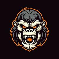 een logo van een boos aap hoofd, ontworpen in esports illustratie stijl vector