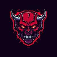 een logo van een boos rood duivel hoofd, ontworpen in esports illustratie stijl vector