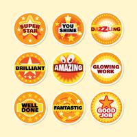 Set van Circle School Award Stickers en motiverende slagzinnen vector