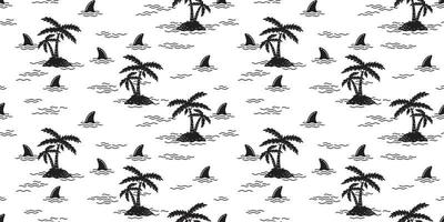 haai naadloos patroon vin palm boom kokosnoot boom dolfijn walvis vector oceaan Golf eiland geïsoleerd behang achtergrond