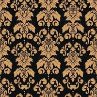 damast naadloos patroon. goud luxe elegant bloemen ornament. klassiek barok decor voor behang, textiel, uitnodiging vector achtergrond