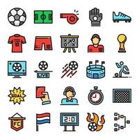 voetbal pixel perfecte kleur lijn pictogrammen vector