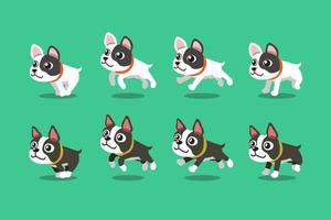 vector stripfiguur van Franse bulldog en boston terrier honden met stap