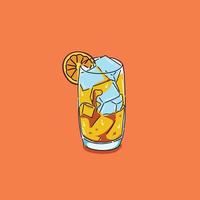 oranje sap met ijs in de wit glas kop illustratie ontwerp vector