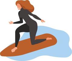 beeld van een vrouw surfing de golven vector