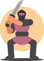 gekleurde illustratie van een Ninja krijger vector
