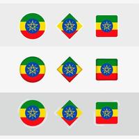 Ethiopië vlag pictogrammen set, vector vlag van Ethiopië.