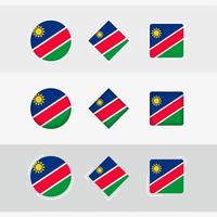 Namibië vlag pictogrammen set, vector vlag van Namibië.