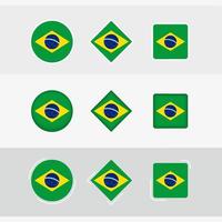 Brazilië vlag pictogrammen set, vector vlag van Brazilië.