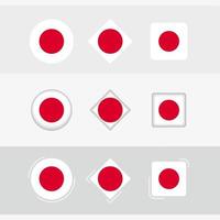 Japan vlag pictogrammen set, vector vlag van Japan.