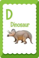 alfabet flashcard met letter d voor dinosaurus vector