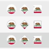 Californië vlag pictogrammen set, vector vlag van Californië.