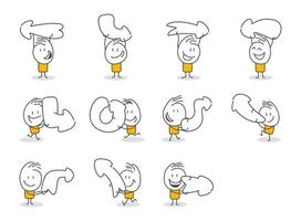 stok figuren. pijl stuurinrichting na. hand- getrokken tekening lijn kunst tekenfilm ontwerp karakter. vector