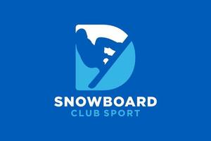 vector initialen brief d met snowboard creatief meetkundig modern logo ontwerp.