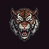 een logo van een boos tijger hoofd, ontworpen in esports illustratie stijl vector