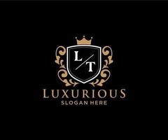 eerste lt brief Koninklijk luxe logo sjabloon in vector kunst voor restaurant, royalty, boetiek, cafe, hotel, heraldisch, sieraden, mode en andere vector illustratie.