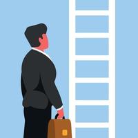 vector beeld van een zakenman staand in voorkant van een ladder