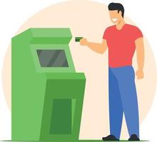 vector grafiek van een Mens intrekken geld van een Geldautomaat machine