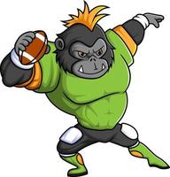 de gorilla mascotte van Amerikaans Amerikaans voetbal compleet met speler kleden vector