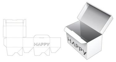 vergrendelde doos met gestanste sjabloon voor happy word-stencil vector